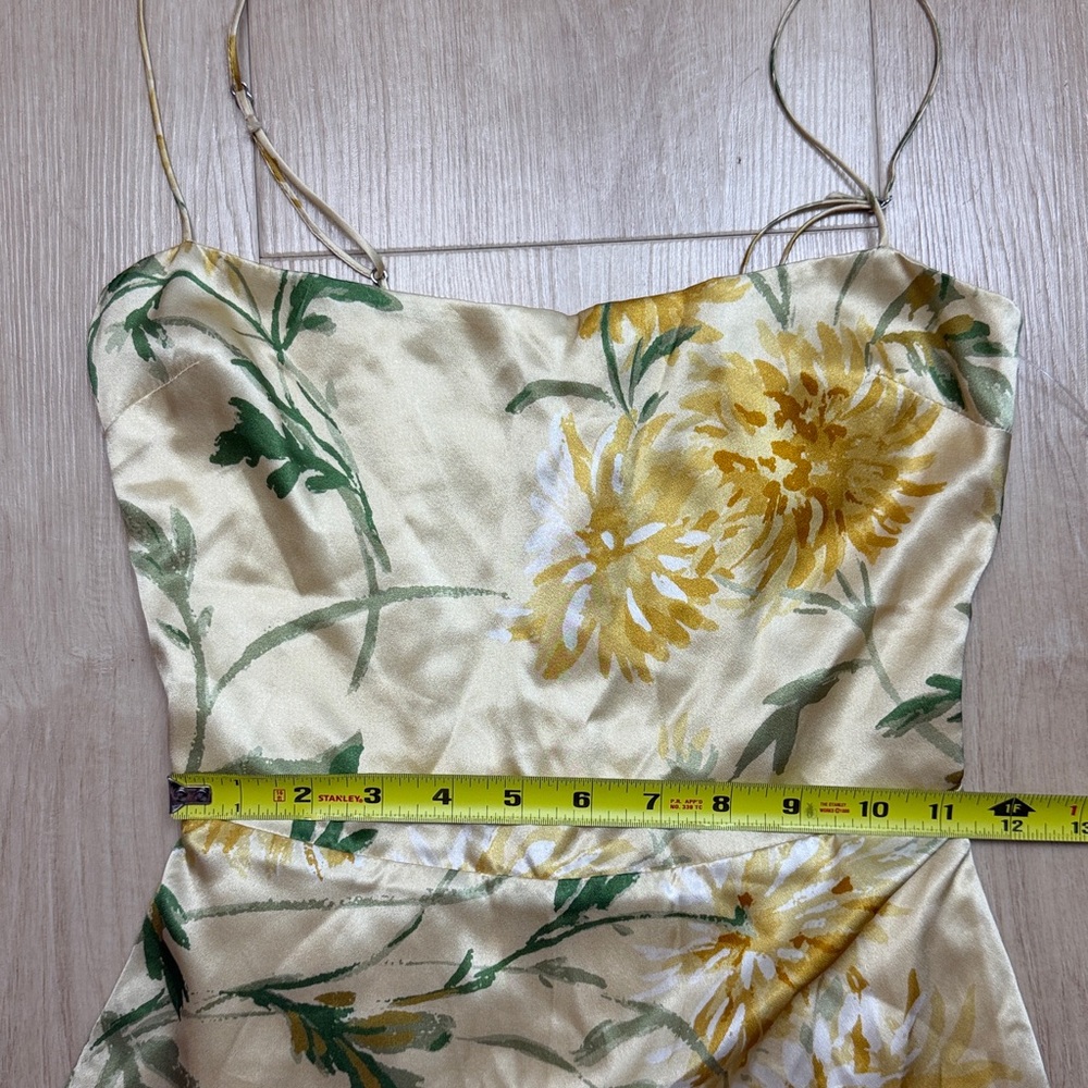Reformation Frankie Silk Maxi Dress Gown Honeyglow Floral Party Wedding, SIZE 0 - Picture 10 of 12